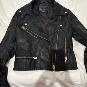 Blank NYC Black Leather Jacket with Rose Gold Accents